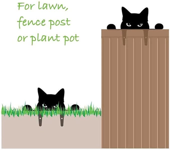 Metal Yard Art Decor - Black Cat Silhouette Statue, Outdoor Garden Ornaments, Cat Lovers Gift, Spring Decor