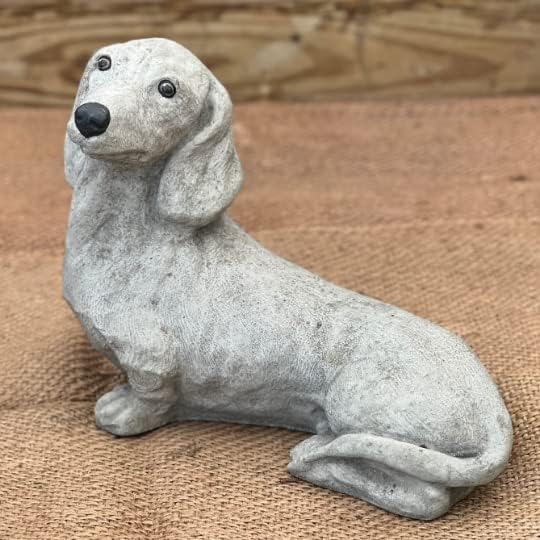 Dachshund Dog Figure Pet Memorial Stone Concrete Dachshund Figurine Solid Rock Stonework Sausage Dog Garden Outdoor Statue
