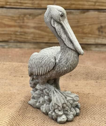 Realistic Concrete Pelican Statue Cement Lake Bird Ornament Handmade Garden Decoration