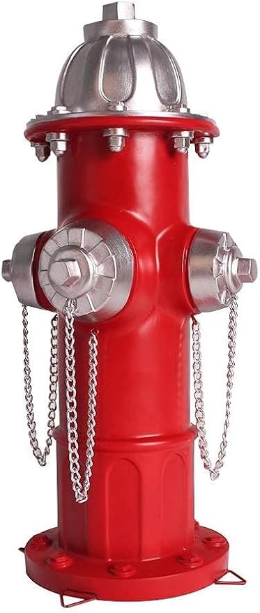 Fake Fire Hydrant for Dogs to Peed on,15.3 inch Large Dog Fire Hydrant Statue Puppy Pee Post Hydrant,Fire Hydrant Outdoor Decor,Firefighter Gifts for Men, Red Silver