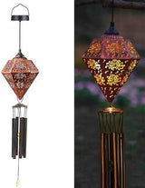 43" Solar Wind Chimes for Outside, Hanging Lights Outdoor Detachable Lantern Metal Chrysanthemum Wind Chimes, Deep Tone Memorial Wind Chime Gift Decoration for Home, Patio, Garden, Outdoor, Yard