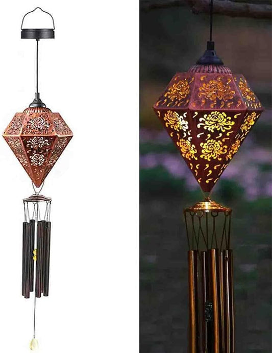 43" Solar Wind Chimes for Outside, Hanging Lights Outdoor Detachable Lantern Metal Chrysanthemum Wind Chimes, Deep Tone Memorial Wind Chime Gift Decoration for Home, Patio, Garden, Outdoor, Yard