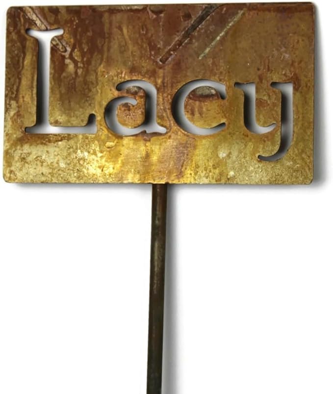 Classic Metal Garden Markers Clearance Items 20 to 33 Inches Tall (Lacy, Naturally Rusted)