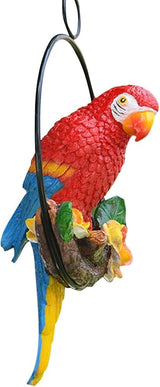 Parrot Decoration | Garden Sculpture Wall Decorations | Innovative Iron Ring Hanging Bird Statue-D