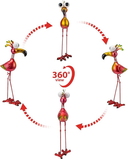 19’’ Pink Flamingo Garden Statue - Weather Resistant Metal Bird Yard Art, Outdoor Lawn Decor Ornament, Unique Gift for Gardening Enthusiasts