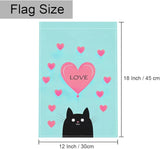 Gkyygk Garden Flag Black Cat Pink Love Heart Double Sided 12x18 Inch Banners Welcome Yard House Outside Outdoor Summer Decoration
