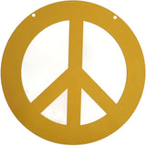 Peace and Heart Staked Signs or Wall Art Rustic or Powder Coated Finishes (Medium Peace Hanger 12", Dark Yellow)