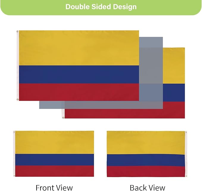Evergreen Colombian Flag 3x5 Outdoor Double Sided, Colombia Flags for Outside with Grommets, 3-Ply Banners for Garden Patio, Indoor Wall Decor for Room, Works with Standard Estate Flag Poles