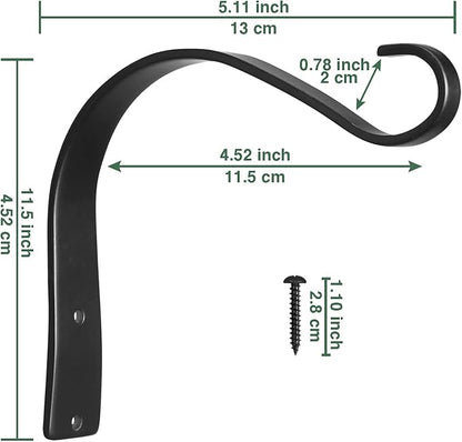 YBW ROBLUX 2 pcs Hanging Wall Hooks for Decorative Candle Lanterns,Outdoor Solar Lanterns,Decor Ligths,Jar Sconce,Wind Chime,Bird Feeders,Outdoor or Indoor Small Plant Bracket Hooks Black (5.11-Inch)