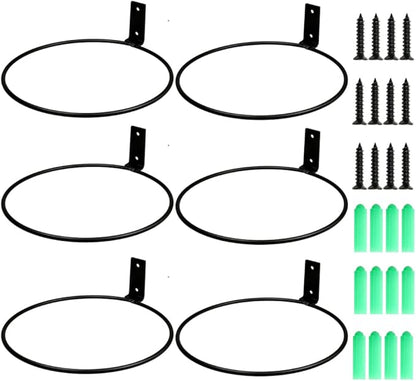 Sivya 6 Pack 8in Flower Pot Holder Ring Wall Mounted Metal Planter Hooks Hangers (6, 8")