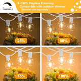 SUNTHIN White Outdoor String Lights 48FT - 25 G40 LED Bulbs