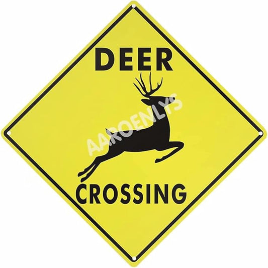 AAROENLYS Metal Tin Sign Deer Xing Crossing Farm Organic Country Yard Sign Aluminum Street Sign for Indoor Outdoor Home Decor Wall Decoration 12x12 Inch
