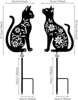 Cat Garden Decor for Outside, Black Cat Metal Decorative Garden Stakes for Yard Art, Patio, Outdoor Decor, Garden Decorations, Lawn Ornaments, Unique Gifts for Cats Lovers (2 Pack)
