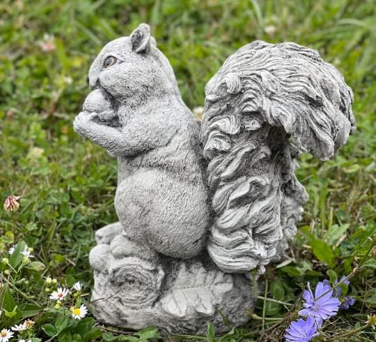 Concrete Squirrel Statue for Garden Stone Squirrel Ornament Figurine for Squirrel Lover Garden Animal Sculpture