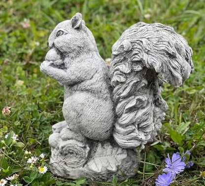 Concrete Squirrel Statue for Garden Stone Squirrel Ornament Figurine for Squirrel Lover Garden Animal Sculpture