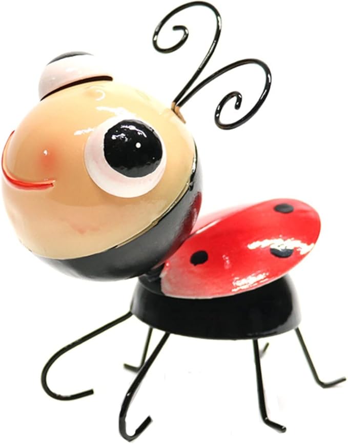 1 Pcs Metal Ladybug Statue Outdoor Insect Statue Cute Ladybug Garden Outdoor Statue Decor for Home Patio Garden Ornament Park Lawn Decoration