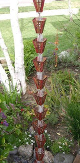 Arts & Crafts Square Cups Rain Chain with Installation Kit (16 Foot)
