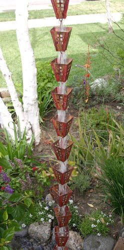 Arts & Crafts Square Cups Rain Chain with Installation Kit (16 Foot)