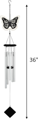 Carson 36"" Butterfly Two-Toned Wind Chime - Black and White Chime - Butterfly