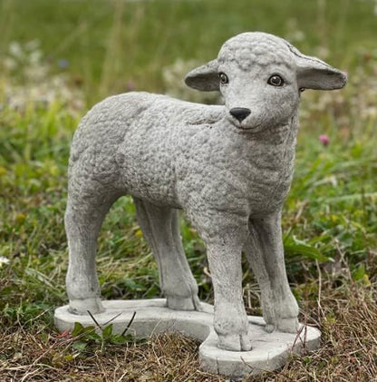 Lamb Statue Outdoor or Indoor Sculpture Concrete Lamb Figurine Garden Lamb Decor Realistic Sheep Statue