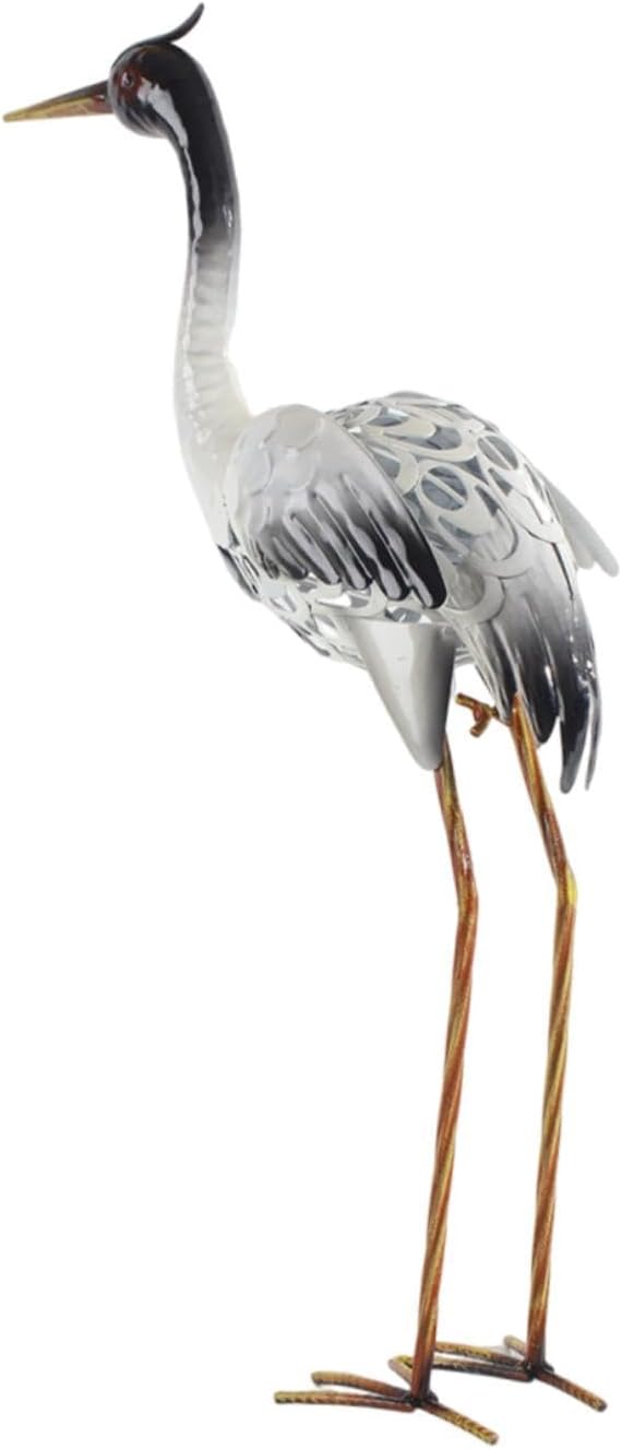 Red Crowned Crane Statue Elegant Garden Decor Realistic Standing Crane Figurine for Outdoor Fairy Flowerbed