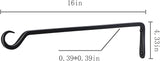 16 inch Plant Hanger, Sturdy Hanging Plant Bracket Outdoor, Hanging Plant Wall Hook Heavy Duty, for Hanging Bird Feeders, Planters, Lanterns, Wind Chimes, Indoor/Outdoor Use, Black, Set of 4