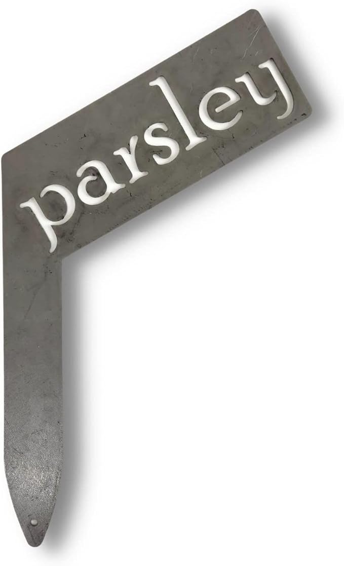 Planter Size Small Metal Garden Plant Vegetable Flower or Herb Markers 13.5 Inches Tall (parsley, Raw, Unfinished Steel)