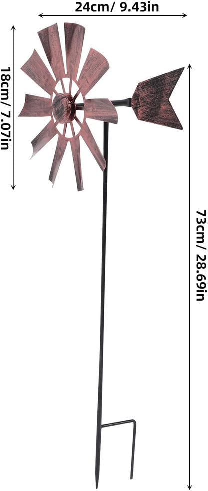 VOSAREA Outdoor Yard Windmill Wrought Iron Metal Windmill Metal Wind Spinner Wind Sculptures Spinners Yard Decor Pinwheel for Garden Yard Lawn Patio Decoration