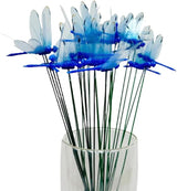 Garden Royal Blue Dragonfly Stakes with Sticks,25 pcs 3D Removable Fake Dragonfly,25 pcs 10" Waterproof Shaking Head Dragonflies Ornaments Garden Decor for Outside,Plant Decoration and House Warmings