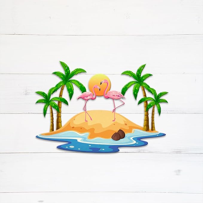 MeMate Flamingo Metal Sign, Personalized Name Outdoor Sign, Flamingo House Outdoor Decor for Porch Deck Backyard Patio Pool, 8 to 24 inches