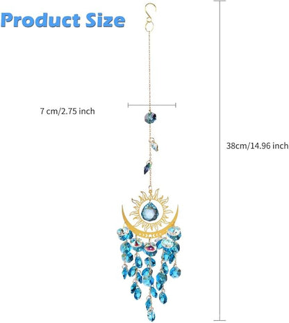 Crystal Suncatcher, Suncatchers for Windows Hanging, Sun Catchers Indoor Window, Unique Crystal Wind Chimes for Indoor & Outdoor Decoration, Gift for Sutffers Home Decor (Blue)