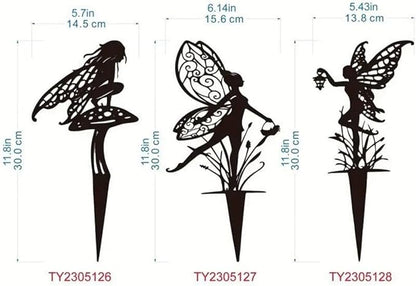 Outdoor Flower Fairies Terrace Iron Art Silhouette Ornament Crafts Garden Metal Outdoor Decoration Lawn Patio (B)