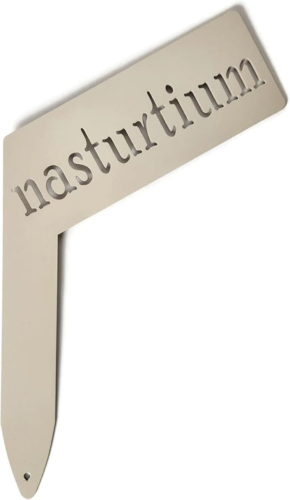 Planter Size Small Metal Garden Plant Vegetable Flower or Herb Markers 13.5 Inches Tall (nasturtium, Cream)