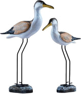 Garden Statues 2PCS Wooden Seabird Standing Bird Mediterranean Style Retro Hand-Carved Bird Statue Desktop Ornament Indoor Decoration Yard Ornaments Decor