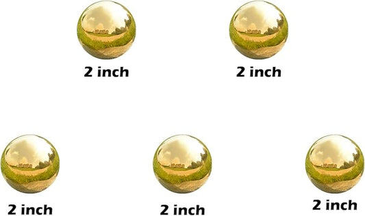 Nerien Gazing Ball, 2 Inch Stainless Steel Garden Mirror Globe, Polished Ornament Sphere, Hollow Floating Reflective Hemisphere, for Home Outdoor Pond Housewarming Swimming Decoration, Gold, 5pcs
