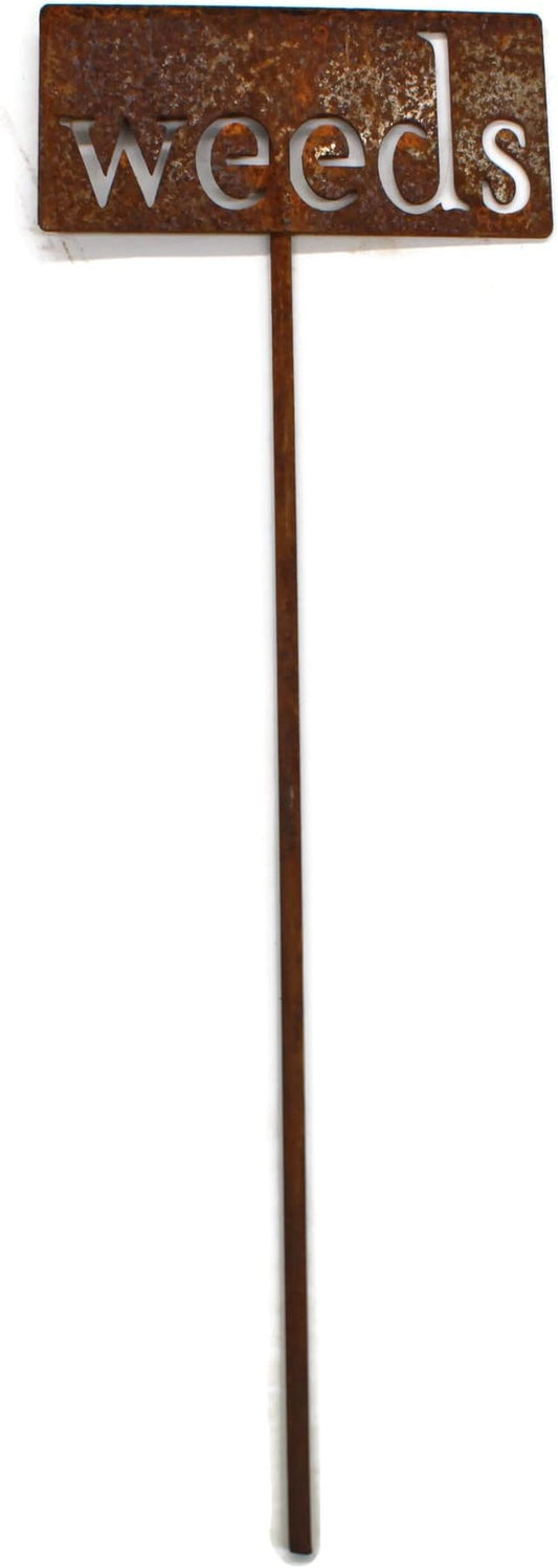 Classic Metal Garden Markers 19 Inches Tall (weeds, Naturally Rusted)