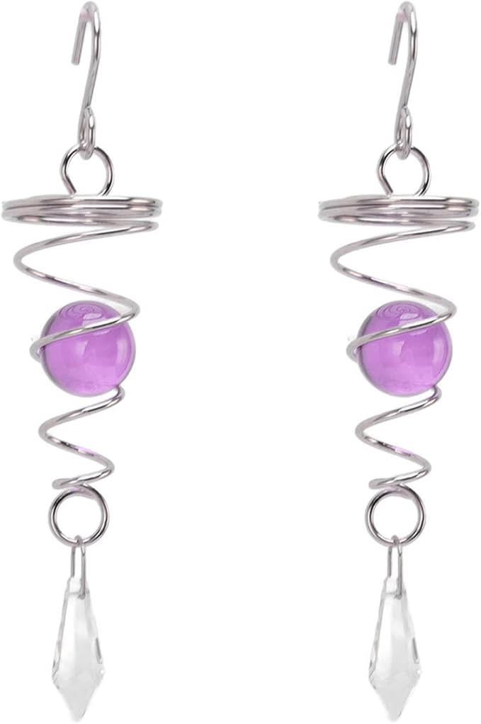 Wind Spinner Stabilizer Crystal Ball, 2 Gazing Ball Spiral Tail Wind Spinner Garden Wind Spinner Tail Stabilizer with Swivel Hook(Purple)