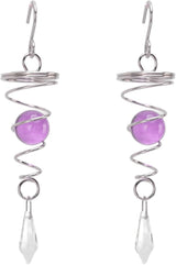 Wind Spinner Stabilizer Crystal Ball, 2 Gazing Ball Spiral Tail Wind Spinner Garden Wind Spinner Tail Stabilizer with Swivel Hook(Purple)