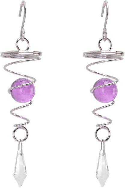 Wind Spinner Stabilizer Crystal Ball, 2 Gazing Ball Spiral Tail Wind Spinner Garden Wind Spinner Tail Stabilizer with Swivel Hook(Purple)