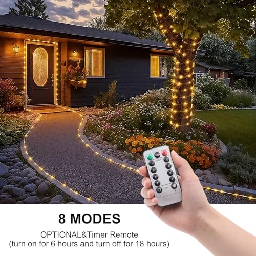 2 Pack String Lights - 66ft 200LED Battery Powered Waterproof Warm White