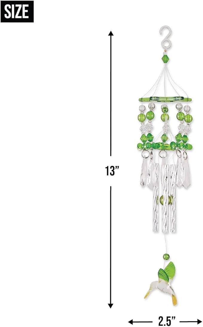 Gifts & Decor Leafy Green Hummingbirds Acrylic and Metal Wind Chime