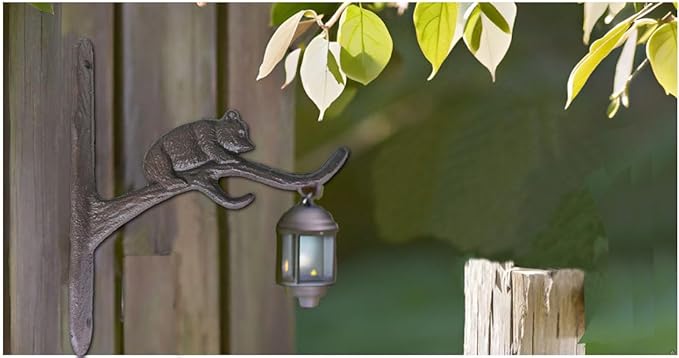 Wrought Iron Plant Hanger Bracket with Bear Design, Decorative Hook for Indoor/Outdoor Use – Ideal for Hanging Baskets, Bird Feeders, Lanterns, and Wind Chimes