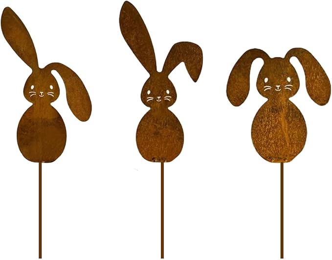 Metal Rusted Animals Garden Stake Artificial Metal Art for Decorations Outdoor Backyards Decors Animal Garden Sculpture
