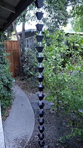 Nutshell Stores Medium Square Cups Rain Chain - Black - 10 Feet