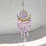 Crystal Suncatcher Wind Chimes,Outdoor Garden Decoration,Chandelier Aurora Rainbow Sun Catcher Glass Prisms Ornament,Window Hanging Pendant (Purple)