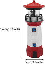 NINEFOX Solar Lighthouse Outdoor Solar Rotating LED Lighthouse Light Waterproof Lighthouse Statue Decorative LED Rotating Lamp for Garden Landscape Outside Yard(Red)