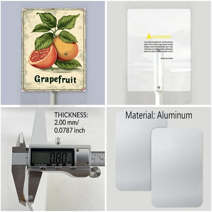 Uptell Vintage Aluminum Grapefruit Fruit Signs Yard Sign with Stake for Garden Fruit Garden Label Stakes Plant Markers for Outdoor Plants Waterproof 7x8.8 inch