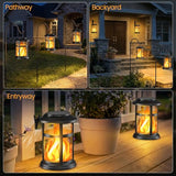 Solar Lanterns Outdoor - Waterproof Flickering Flame, 2 Pack
