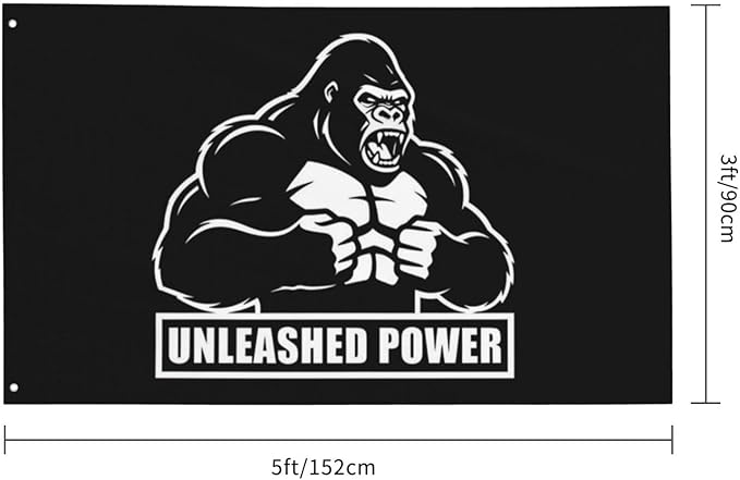 Gorilla Flag Outdoor Heavy Duty Gym Banner Double Sided 3x5 Ft Fitness Workout Flags with Brass Grommets for Room Decor, Bedroom, Garden, House Decoration