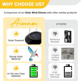 Hummingbird Solar Wind Chimes for Outside - AIONASA Color Changing LED Outdoor Solar Lights Waterproof Windchimes, Hanging Gifts for Mom Grandma Women, Home Garden Patio Yard Porch Decoration
